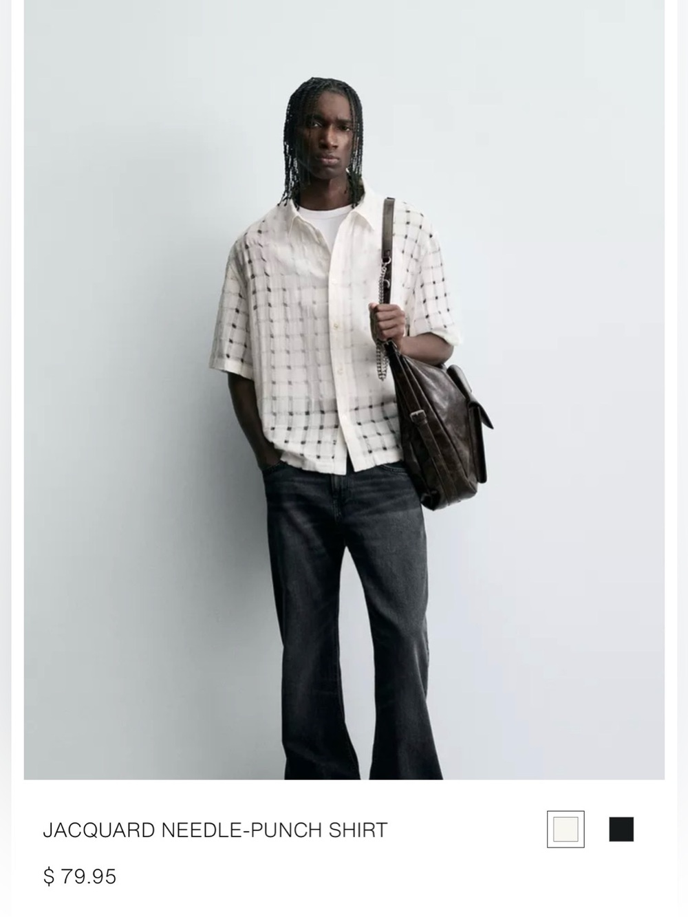 ZARA Men’s  Jaquard Needle-Point Shirt size Medium